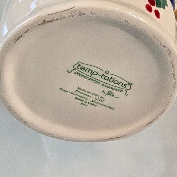 Snowman Mug With Blue Hat Lid Temptations Presentable Ovenware By Tara Ceramic - Picture 8 of 8